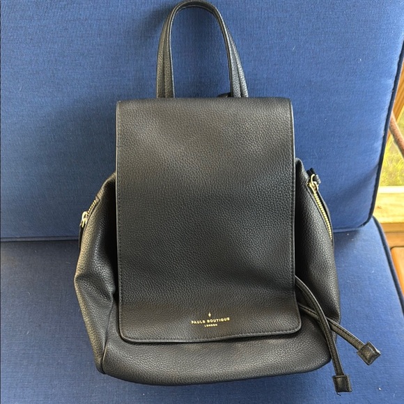 Black Minimalist Backpack with Flap Closure - Picture 1 of 8